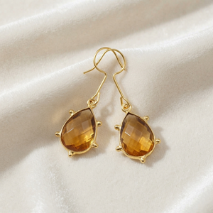 Pendientes de Cuarzo Citrino Ratnarachit en Forma de Pera de 9x13mm, Envueltos en Alambre de Oro, Plata y Oro Rosa, Pendientes Minimalistas para Regalo (Por Par) - Product Image 5