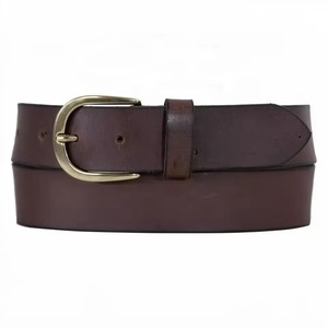 Classic Casual Brass Buckle <b>Cow</b> Hide Durable Adjustable Length Waistband with 3D Design - Product Image 4