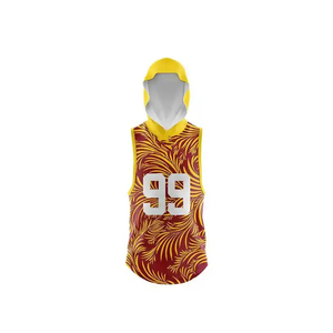 Men's Orange Digital Printed 100% Polyester <b>Volleyball</b> Jersey <b>Set</b> Hooded Sleeveless Moisture Wicking Regular Fit Sportswear - Product Image 3