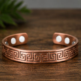 Brazalete Biomagnético de Cobre Sólido Premium con Patrón Griego, Hecho a Mano, Personalizable, Regalo de Navidad o Halloween - Product Image 6