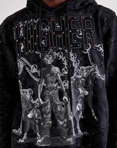 Sweat à capuche délavé à l'acide 430 g/m² en molleton bouclette vierge avec effet vieilli et doublure gaufrée pour homme - Product Image 2