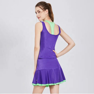 ชุดยูนิฟอร์มเทนนิสแบบกำหนดเองสำหรับผู้หญิง เสื้อกล้ามแบบ Racerback และกระโปรงจีบ แห้งเร็ว ระบายอากาศได้ดี ชุดออกกำลังกายเพื่อประสิทธิภาพสูง - Product Image 2