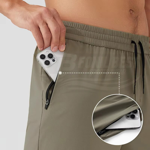 Men's Solid Color Breathable Quick Dry Polyester <b>Knee</b>-Length Bermuda Shorts Drawstring Closure Elastic Waist Casual Outdoor Wear - Product Image 5