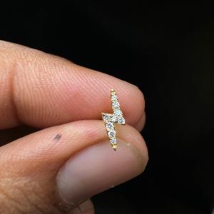 Timeless Lightning Bolt Diamond <b>Earring</b> In 14K Gold For Conch Helix And <b>Tragus</b> <b>Piercing</b> - Product Image 6