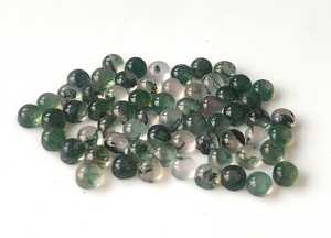 Lote de 100 Piezas de Cabujones Redondos de Ágata Musgosa Natural, Tamaños de 5 mm, Piedras Sueltas Verdes para Fabricación de Joyería, Proveedor Español de Piedras para Joyería - Product Image 2