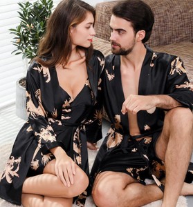 Peignoir élégant à manches longues en polyester/coton doux, avec fermeture élastique à la taille, pour homme et femme, idéal été comme hiver - Product Image 4