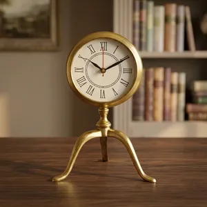 Reloj de Mesa Vintage de Latón Dorado con Esfera de Números Romanos, Reloj de Escritorio Clásico, Decoración para el Hogar, Oficina, Biblioteca, Decoración de Interiores - Product Image 2