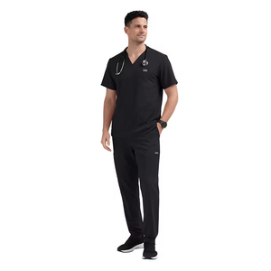 Anti-Wrinkle Soft Premium Nurse Fabric Polyester Rayon Spandex Washable Nursing <b>Scrub</b> <b>Set</b> for Men's Nursing <b>Scrub</b> Uniform <b>Sets</b> - Product Image 2