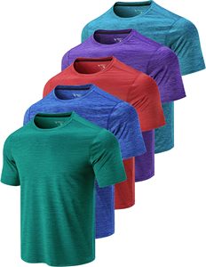 เสื้อยืดแขนสั้นผู้ชาย แห้งเร็ว สีพื้น คอกลม ทรงสปอร์ต ผ้าถักโพลีเอสเตอร์ ทรงเข้ารูป ความยาวปกติ - Product Image 6
