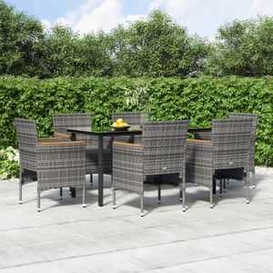 <b>Grey</b> Rattan Garden Dining Set 6 Seater Weather Resistant Outdoor Furniture Contemporary Style Steel <b>Frame</b> - Product Image 1