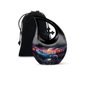 Urne funéraire décorative en métal noir, forme goutte d'eau avec croix, pour cendres, souvenir de crémation pour enfant, parmi les meilleures ventes. - Product Image 3