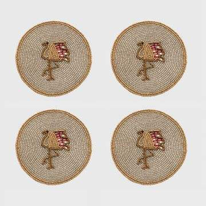 <b>Beaded</b> Fruit Stripe Classic Eco-Friendly Durable Round Fabric HK EXPORTS FLORAL DESIGN Placemat Set with <b>Coasters</b> - Product Image 4