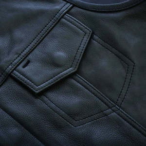 Leisure Breathable 100% Polyester Filling Genuine <b>Leather</b> <b>Sleeveless</b> <b>Jacket</b> Men's Women High Street Style Front Outerwear Vest - Product Image 5
