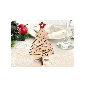 Mini Wooden Christmas <b>Tree</b> Decoration Personalized Wood Place Card Holder DIY Crafts Tabletop Xmas Ornament Wholesale Ornaments - Product Image 1