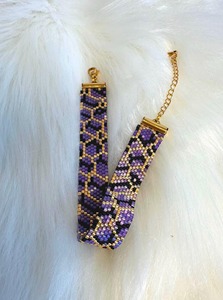 สร้อยข้อมือลูกปัดทำมือ สีม่วง ทอง ดำ ลวดลายสวยงาม ของขวัญเครื่องประดับแฟชั่นสุดหรู - Product Image 6
