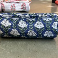 Pochette de toilette matelassée à motifs floraux indiens, petite trousse à cosmétiques en coton, mini trousse à maquillage, pochette pour crayons et stylos, sac de rangement pour rouges à lèvres