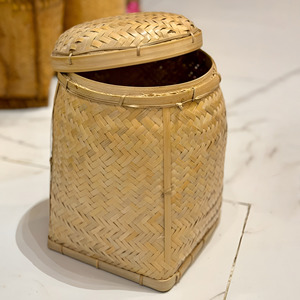 Natural <b>bamboo</b> bin kitchen organization accessories great quality eco-friendly storage <b>basket</b> bins - Product Image 1