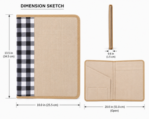 Jute <b>Portfolio</b> Case 13.5x10 in Checkered Side Business Organizer <b>Folder</b> - Product Image 2