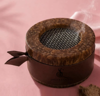 Brûleur d'encens en bois de santal avec bol en métal et couvercle en maille, support de parfum aromatique pour une utilisation toute l'année