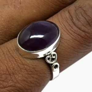 Shri Ashapura Jewels Ultimate ! Purple <b>Amethyst</b> Gemstone 925 Sterling <b>Silver</b> Bohemia Style Bezel Setting <b>Ring</b> for Women Unisex - Product Image 4