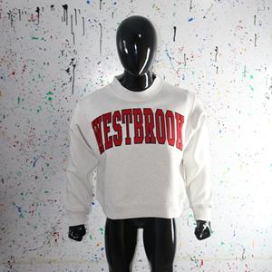 Sweat-shirt à col montant WESTBROOK WHITE 100% coton avec broderie appliquée rouge, col large, URBAN PRODUCTIONS - Product Image 4