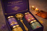 Juego de Sal del Himalaya Maha Laxmi Nastu, con Infusión Espiritual, de Latón Real, Tazón y Cuchara Marrones de Lujo, Ecológico, Duradero y Ligero