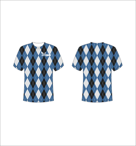 T-shirt à manches courtes pour homme Ferocious, motif Argyle, bleu et blanc, col rond, coupe classique, respirant, vêtement décontracté, impression par sublimation - Product Image 1