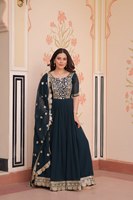 Robe longue en Georgette Zari à manches mi-longues, avec dentelle à sequins, col rond, ensemble deux pièces pour femme