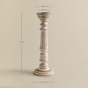 Candelabros Cuadrados Rústicos de Madera de Pino en Niveles para Velas Tipo Huracán - Decoración Artesanal para el Hogar Estilo Granja al por Mayor - Product Image 3