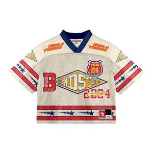 Custom <b>Retro</b> Soccer Jersey Men Loose Fit Mesh Polyester Boxy Cropped Football Jersey T-shirt Men - Product Image 1