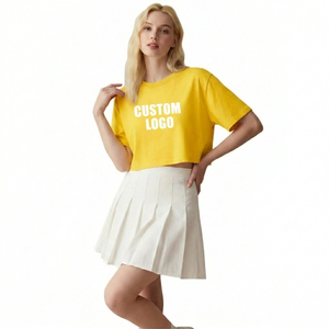 T-shirt court oversize uni pour femme avec logo personnalisé, épaules tombantes, style streetwear décontracté, fabricant - Product Image 4
