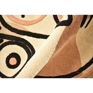 Tapis moderne en laine tufté à la main, motif abstrait visage, grand format, design artistique cubiste - Product Image 1
