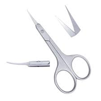 Ciseaux à cuticules professionnels de luxe, en acier inoxydable courbé, 630505, à pointe droite, avec grand anneau, outil de soin des ongles