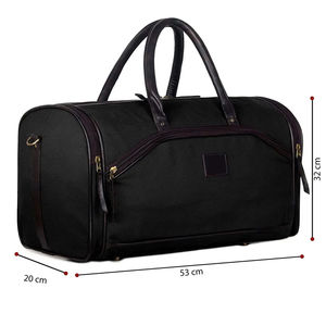 Custom Logo Men's Black Nylon Gym <b>Duffel</b> <b>Bag</b> 30-<b>40L</b> Zipper Closure Soft Handle Adjustable Strap Casual Solid Design - Product Image 5