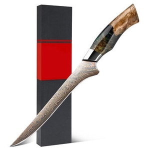Cuchillo de cocina de cobre damasco con diseño artístico en el mango para cocina gourmet y presentación de alimentos - Product Image 1