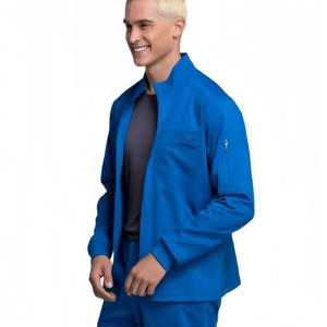 Blouse médicale bleue pour homme, fermeture éclair, uniforme d'hôpital, polyester tissé, pour clinique - Product Image 2