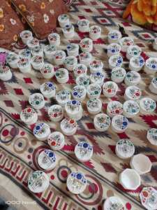 Handcrafted High Quality <b>AGATE</b> Inlay Circular Box Lid Traditional Antique Carved Engraved Design Souvenir Stone <b>Coaster</b> Delhi - Product Image 3