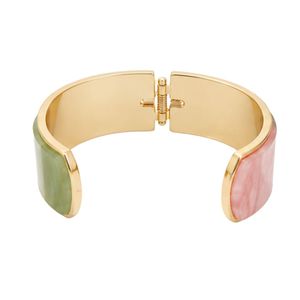 Bracelet manchette marbré rose et vert pour femme, bijou fantaisie doré, bracelet élégant et tendance, accessoire cadeau stylé - Product Image 3