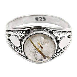 Bijoux tendance en gros très demandés avec pierre précieuse rutile dorée à taille ronde brillante, style vintage, bijoux bohèmes en gros - Product Image 1