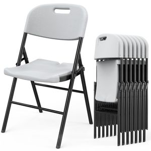 Set di 4 Sedie Pieghevoli da Giardino in Plastica Bianca Ecologica 47*54*84cm Impilabili e Impermeabili per Arredamento Esterno - Product Image 1