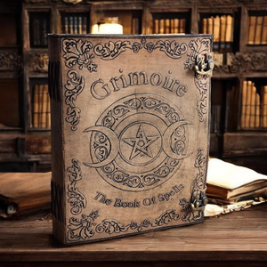 Libro de hechizos de cuero repujado a mano Al-Amir, libro de sombras, cuaderno de bocetos de la artesanía mágica de Rajastán - Product Image 6