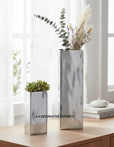 Jarrón de Aluminio Ecológico para Bodas, Acabado Plateado, Moderno, Minimalista, Alto, de Metal, para Flores, de Lujo, para Hogar, Hotel, Oficina, Interior - Product Image 3