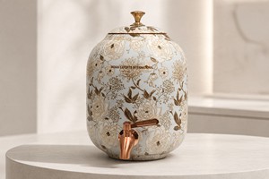 Distributeur d'eau à double paroi de grande capacité avec couvercle et robinet en cuivre, design moderne et luxueux pour la maison, le bureau et l'extérieur (personnalisable) - Product Image 3