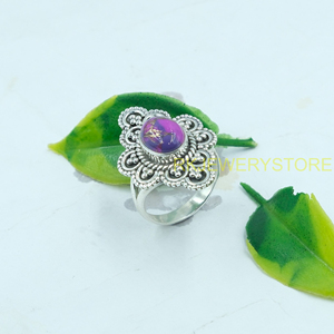 Purple Copper <b>Turquoise</b> <b>Ring</b> 925 Sterling Silver <b>Ring</b> Statement <b>Ring</b> Handmade Design <b>Ring</b> Gemstone <b>Ring</b> <b>Turquoise</b> Jewelry Gift - Product Image 6
