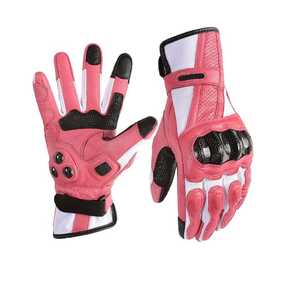Guantes de Motocicleta de Cuero Rosa Ecológicos con Dedos Táctiles, Estilo Deportivo, Largos hasta la Muñeca, Sin Forro, para las Cuatro Estaciones - Product Image 6