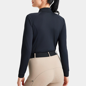 New Arrival Women Horse Riding <b>Base</b> <b>Layer</b> Stylish Equestrian Tops Mock Neck Design <b>Long</b> <b>Sleeve</b> Riding Shirts Equestrian Sports - Product Image 2