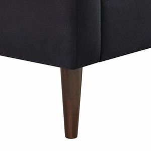 Poltrona Moderna in Velluto per Una Persona, per Camera da Letto, Soggiorno e Ufficio, Nera con Gambe in Legno Massello - Product Image 5