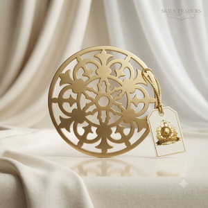 Gold Geometric Diamond Pattern <b>Oval</b> Metal Trivet Heat Resistant Hot Pot Holder <b>Table</b> Mat Kitchen <b>Dining</b> Stand - Product Image 2