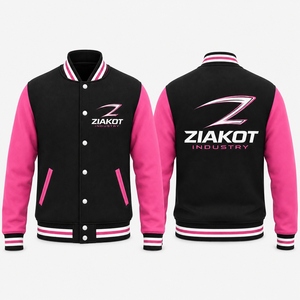 Chaqueta Varsity para Hombre ZIAKOT, Negra, Gris y Roja con Estampado de Letras, Casual, Cuello Camisero, Manga de Cuero PU, Corte Regular - Product Image 5
