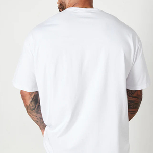 Trendy O Neck Solid Color Cotton T Shirts Premium Workout Training Wear Apparel Oversized Tees Gym Clothing Relaxed Fit T Shirt - Product Image 2